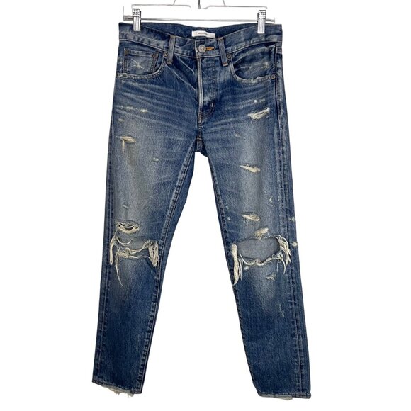 Moussy May Tapered Jeans Distressed Destroyed Japanese Denim Size 26 - Picture 1 of 12